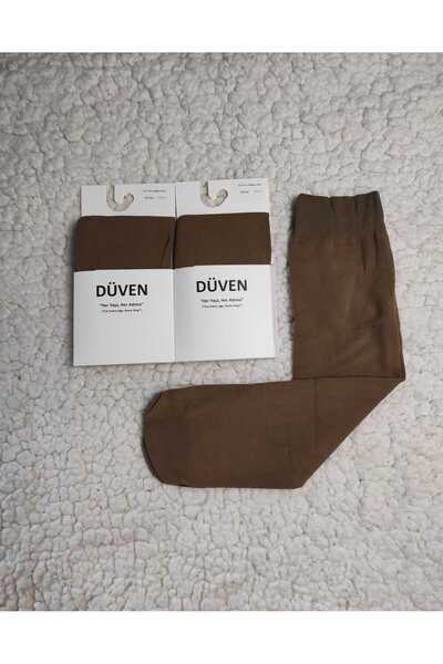 DÜVEN 2 Pack Cotton Knee-High Mat Extra Soft Bronze Trouser Socks