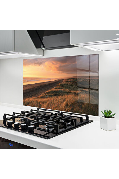 Arthub Kitchen Glass Panel, Stove Protection, Heat Resistant, Landscapes, Bea...