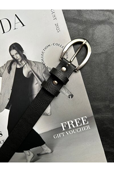 LİA KEMER 2-Pack Lust Classic Patterned Women's Silver Buckle Belt Jacket Belt Dress Belt Trouser Belt