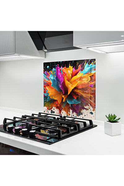 Arthub Kitchen Glass Panel, Stove Protection, Heat Resistant, Abstract, Abstr...