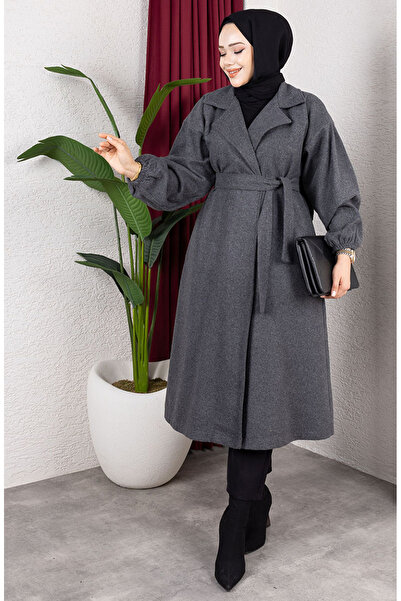 sefamerve Double-Breasted collar stamp coat 2059-02 anthracite