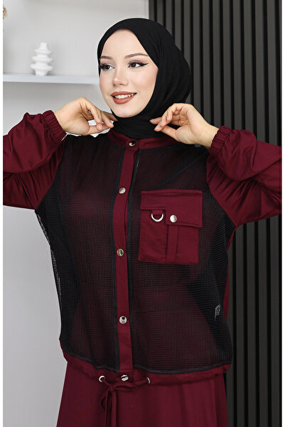 sefamerve Snap Detailed Combed Cotton Suit 25003-01 Claret Red