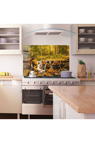 Arthub Kitchen Glass Panel, Stove Protection, Heat Resistant, Landscapes, Autumn Pretty Waterfall