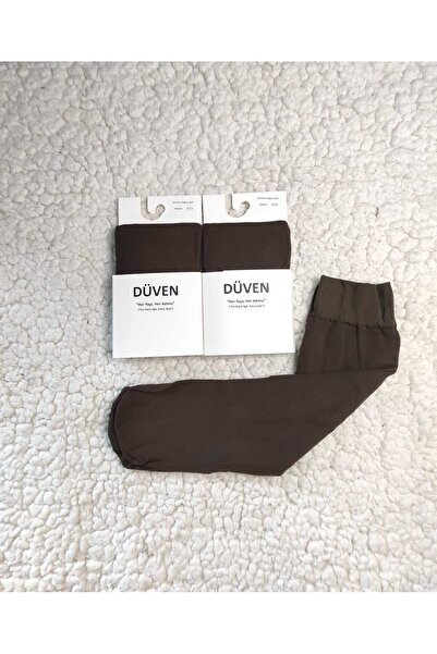 DÜVEN 2-Pack Cotton Knee-High Mat Extra Soft Cocoa Pants Socks