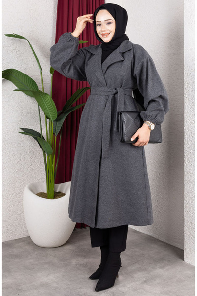 sefamerve Double-Breasted collar stamp coat 2059-02 anthracite