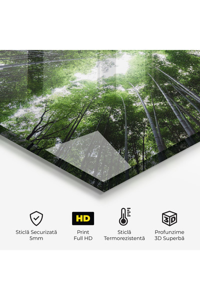 Arthub Kitchen Glass Panel, Stove Protection, Heat Resistant, Landscapes, Green Trees Forest