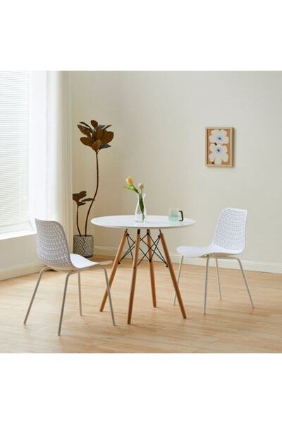 OEM Fixed kitchen/living chair XRB-1018, white metal + white polypropylene