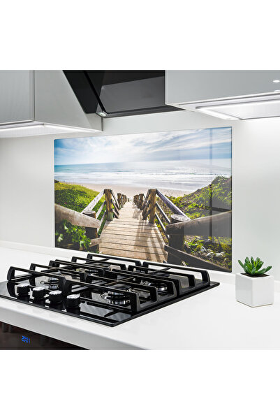 Arthub Kitchen Glass Panel, Stove Protection, Heat Resistant, Landscapes, Bea...