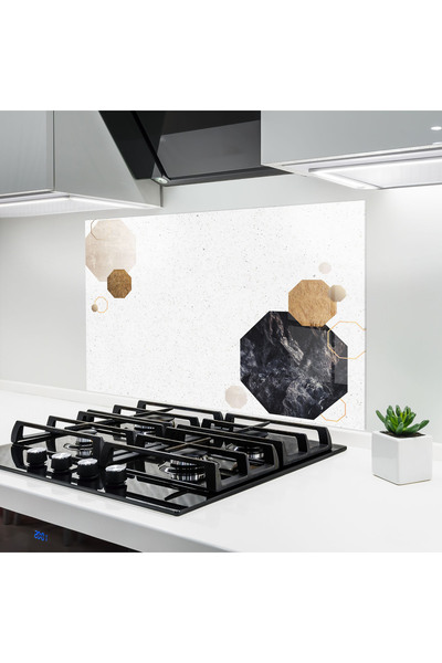 Arthub Kitchen Glass Panel, Stove Protection, Heat Resistant, Abstract, Big H...