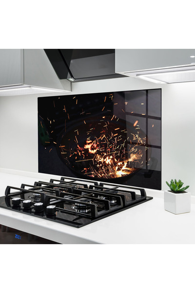 Arthub Kitchen Glass Panel, Stove Protection, Heat Resistant, Feng-shui, Fire Little Lights