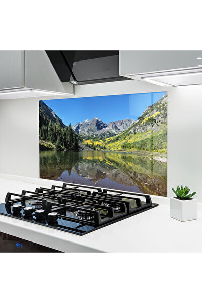 Arthub Kitchen Glass Panel, Stove Protection, Heat Resistant, Landscapes, Lak...