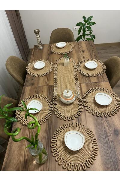naylişhome jute,american service set, runner, plate, gift, tablecloth set, food service set