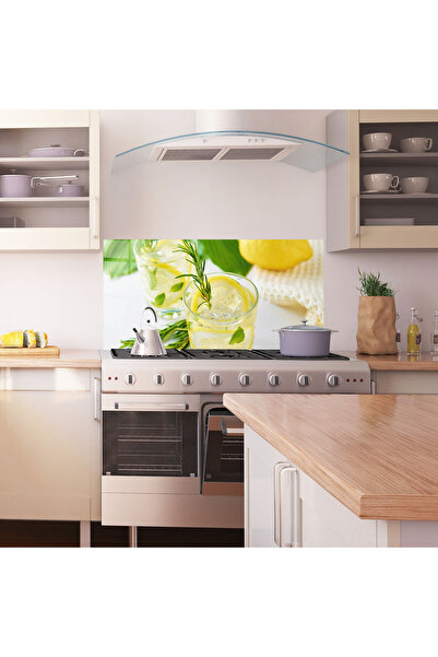 Arthub Kitchen Glass Panel, Stove Protection, Heat Resistant, Food, Lemon Rosemary Drink