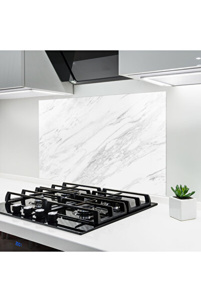 Arthub Panou Sticla Bucatarie, Protectie aragaz, Termorezistent, Abstracte, Light Grey Marble