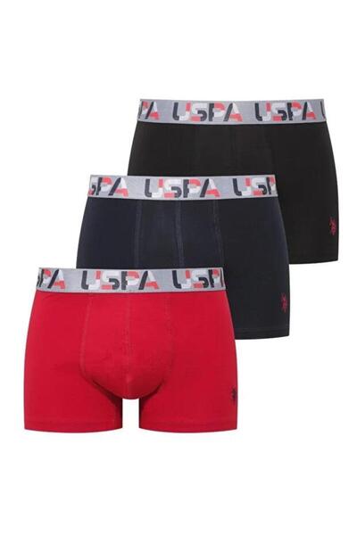 U.S. Polo Assn. 3-Pack Men's Boxers, Black Red Navy Blue Men's Boxers, 95% Cotton, 5% Elastane