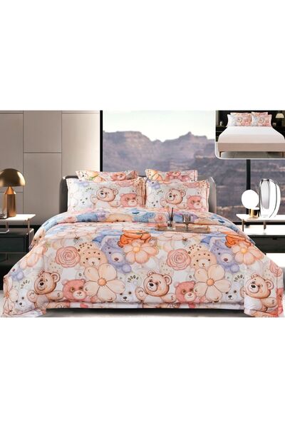 Casa de Vis Double bed linen set, satin cotton, 180x200 cm, 6 pcs, elastic, PSS-10