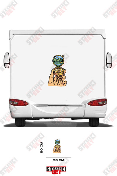 STİCKERCI BEY Nature Visual Caravan Sticker Coating with Compass