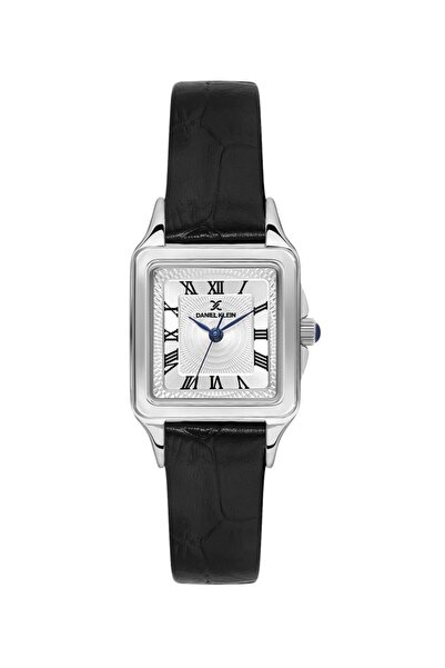 Daniel Klein Dke.1.10815-1 Black Leather Strap Roman Number Square Women's Watch