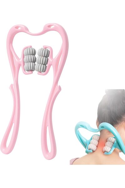 XIUWOO بكرة تدليك الرقبة والعمود الفقري العنقي - بكرة مزدوجة من عشبة الحوت (و...