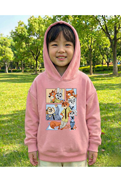 Touz Moda Young Zoo 3 νήματα Χοντρό και γλυκό φούτερ με κουκούλα