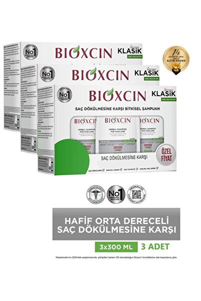Bioxcin Genesis for Oily Hair 3X300Ml - Classic Anti-Hair Loss Shampoo 3 Pcs