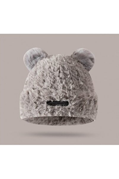 varioshop Plush winter hat with teddy bear ears