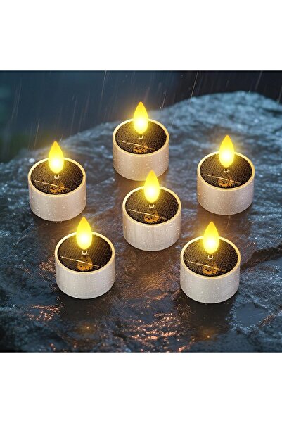 SoulBay Solar Candles, 6-Pack Waterproof Flameless Flickering LED Tea Lights with Dusk-to-Dawn Senso