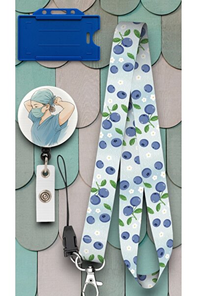 chic crazze Yaban Mersini Desenli Boyun Askı İpi 3 lü Set Kimlik Kartlığı ve ...