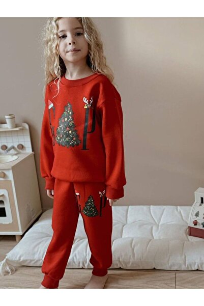 Canlook Unisex Children's New Year Concept Printed Top and Bottom Set