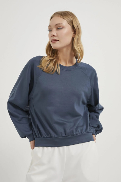 Modasultan سويت شيرت نسائي ذو ياقة دائرية وأكمام راجلان، مصنوع من قماش مودال ...