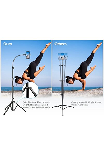 Elitehood 205cm Flexible Tripod Stand with 43cm Gooseneck & Remote (for iPhone/Android)