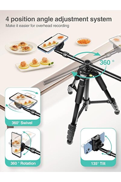 Elitehood iPhone Tripod for Overhead Video Recording, 64cm Extendable Boom, 360° Rotation