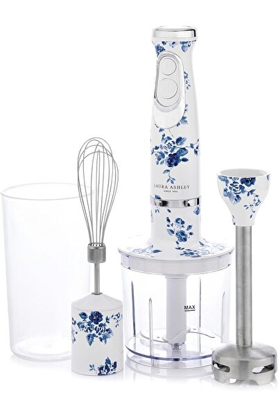 Laura Ashley VQ 4-in-1 Hand Blender, 500W - China Rose Print (Stainless Steel Blades, Whisk, Choppin