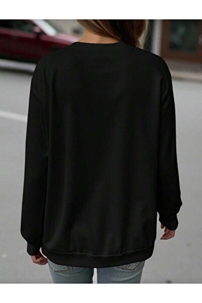 trendgar Μαύρο φούτερ με λαιμόκοψη για το νέο έτος