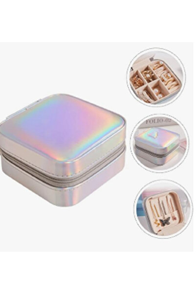 TChic Holographic Travel Ring Earring Necklace Jewelry Box