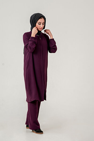 OKTAYUSTA COLLECTİON Women's Cotton Lightweight Double Pocket Hajj and Umrah Two-Piece Set