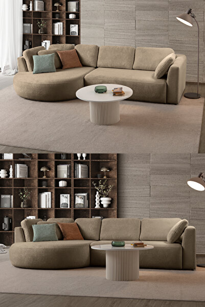 Eymense Venezia Köşe Koltuk Sütlü Kahve Sol Köşe