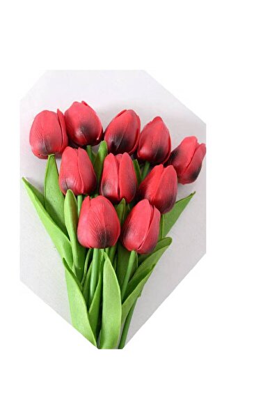 NKX Pack of 10 Plastic Tulip Artificial Flower Color Wine Red For Home Decora...