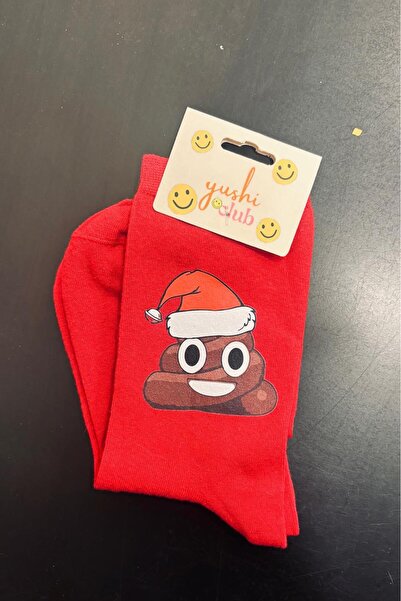 Namgo New Year Special Poo Emoji Red Bamboo D Stitch-Free Socks