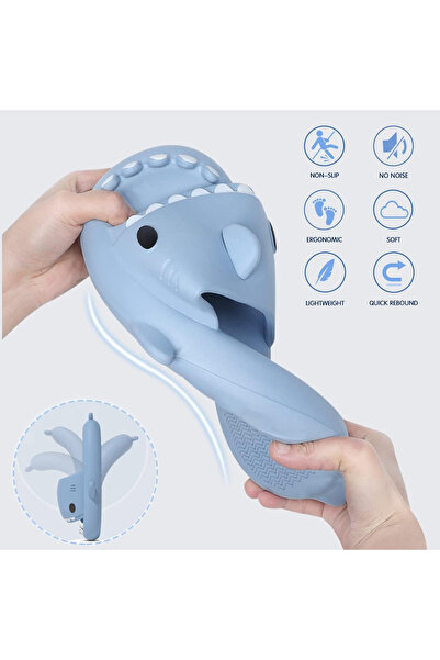 OEM Papuci de baie unisex cu design Shark de la Dsaren, EVA antiderapantă, talpă de 4 cm, mărimea 38/39 EU