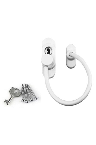 Metru Patrat Set of 4 Window & Door Restrictors with Steel Cable and Key MP® – Child Safety, White
