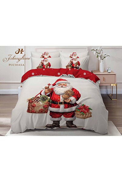 OEM Bed linen, 2 persons, fine, 6 pieces, identical 3D print, Christmas motif, LF544
