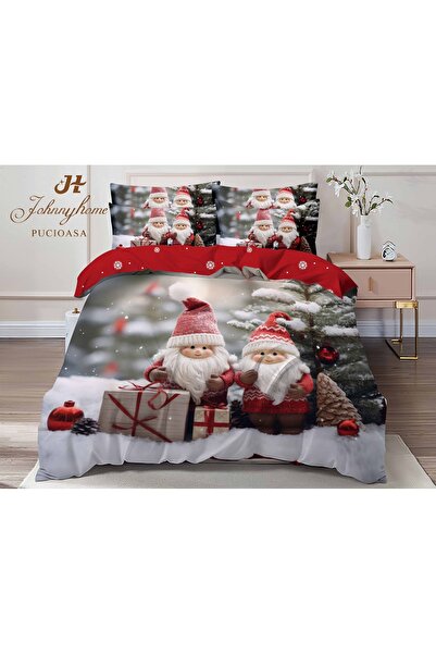 OEM Bed linen, 2 persons, fine, 6 pieces, identical 3D print, Christmas motif, LF547