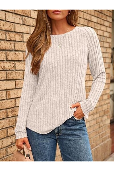 OEM Women's long sleeve shirt, fashionable top, winter clothing, peach, size S