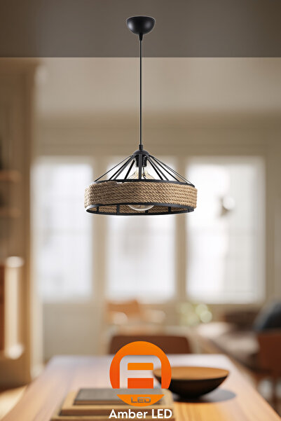 AmberLED Şık Metal Gövdeli Tekli Sarkıt Avize Mutfak ve Salon İçin E27 Uyumlu