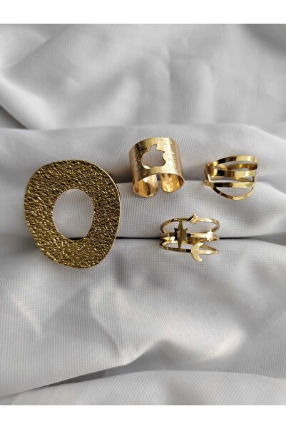 Tuel خاتم متعدد قابل للتعديل بتصميم أنيق مكون من 5 قطع