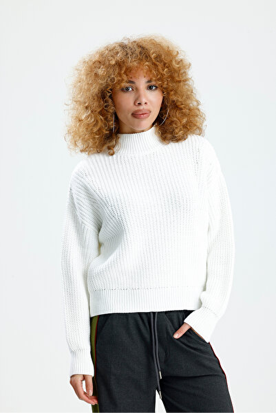 Figo Thessaloniki Knitting Mock Neck Oversized Women's Sweater