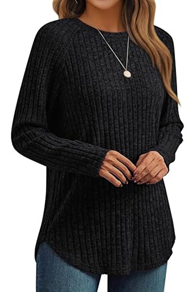 OEM Women's long sleeve shirt, fashionable top, winter clothing, black, size S