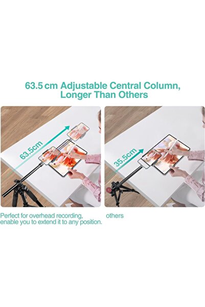 Elitehood iPhone Tripod for Overhead Video Recording, 64cm Extendable Boom, 360° Rotation