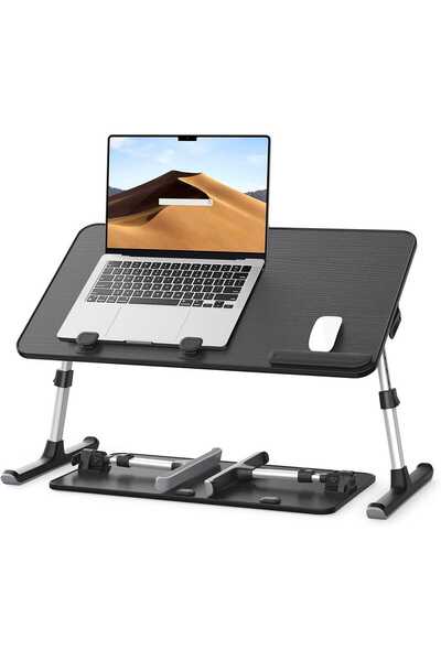 Elindor Masă pliabilă pentru laptop, reglabilă, multifuncțională, sertar, cap...